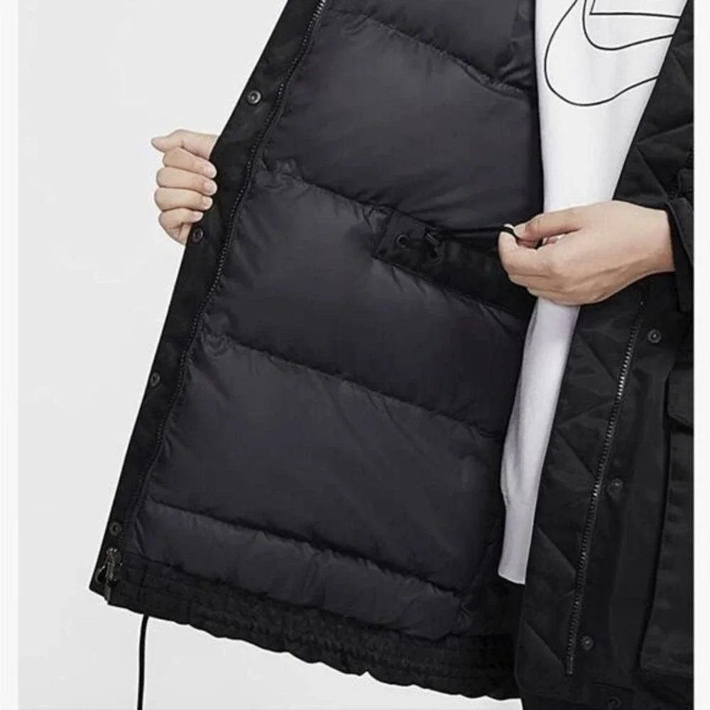 Nike Sportswear Tech Fleece Parka Hooded Full Zip Puffer Coat Jacket Black XXL‎